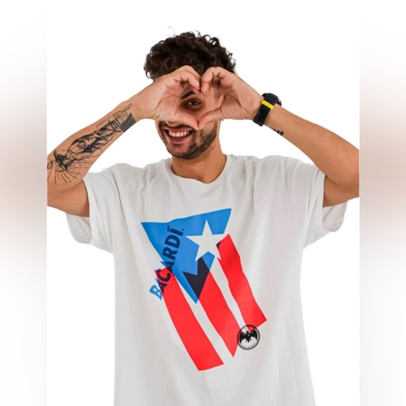 barcadi Other - Men’s White Graphic T-Shirt Puerto Rico Flag Size Medium